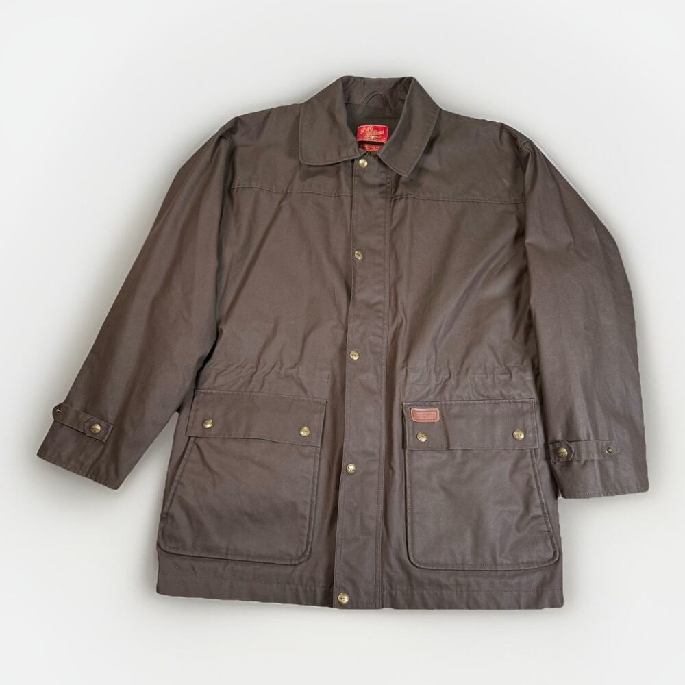 RM Williams Jacket Mens Size M Brown Canvas Oilskin Cotton L/S Rouseabout